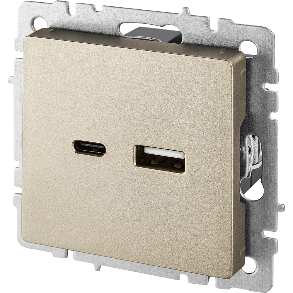 Розетка USB встраиваемая IEK Brite РЮ11-1-БрШ цвет шампань 87761641 STLM-2056700 