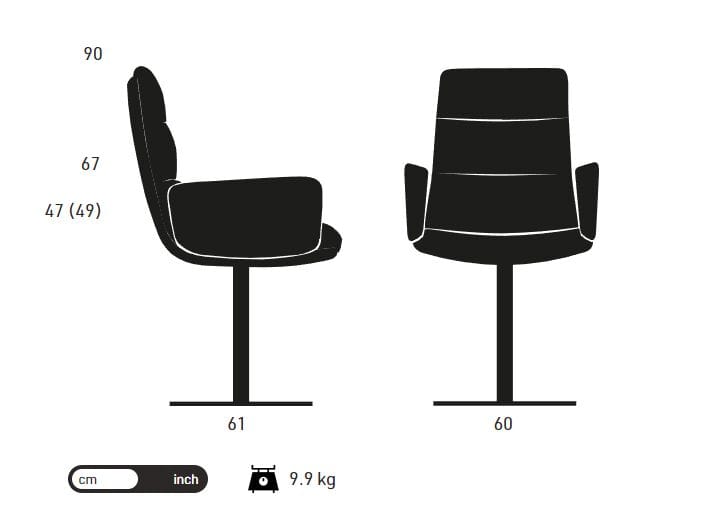 Вращающийся мягкий стул с подлокотниками KFF Arva Light ARCH-00023139 - Вид №2