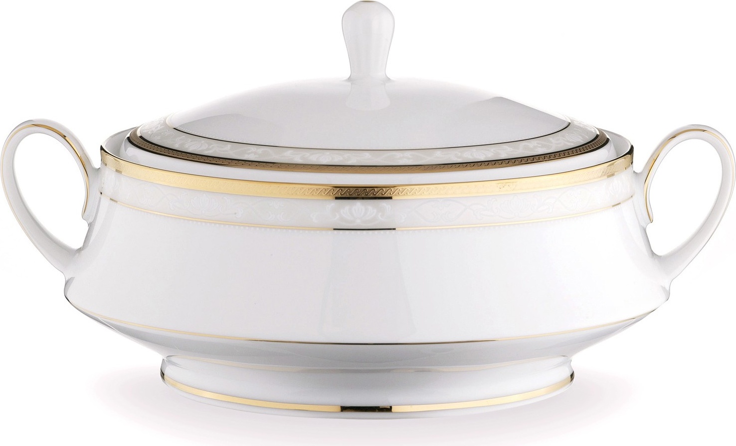 10599211 Noritake Блюдо для горячего с крышкой Noritake "Хэмпшир, золотой кант" 1,8л Фарфор 