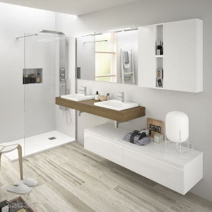 84035 SALGAR Столешница COMPAKT 51 от 1201 до 1400 мм с двумя полувставными чашами ДУБ ГАВАНА