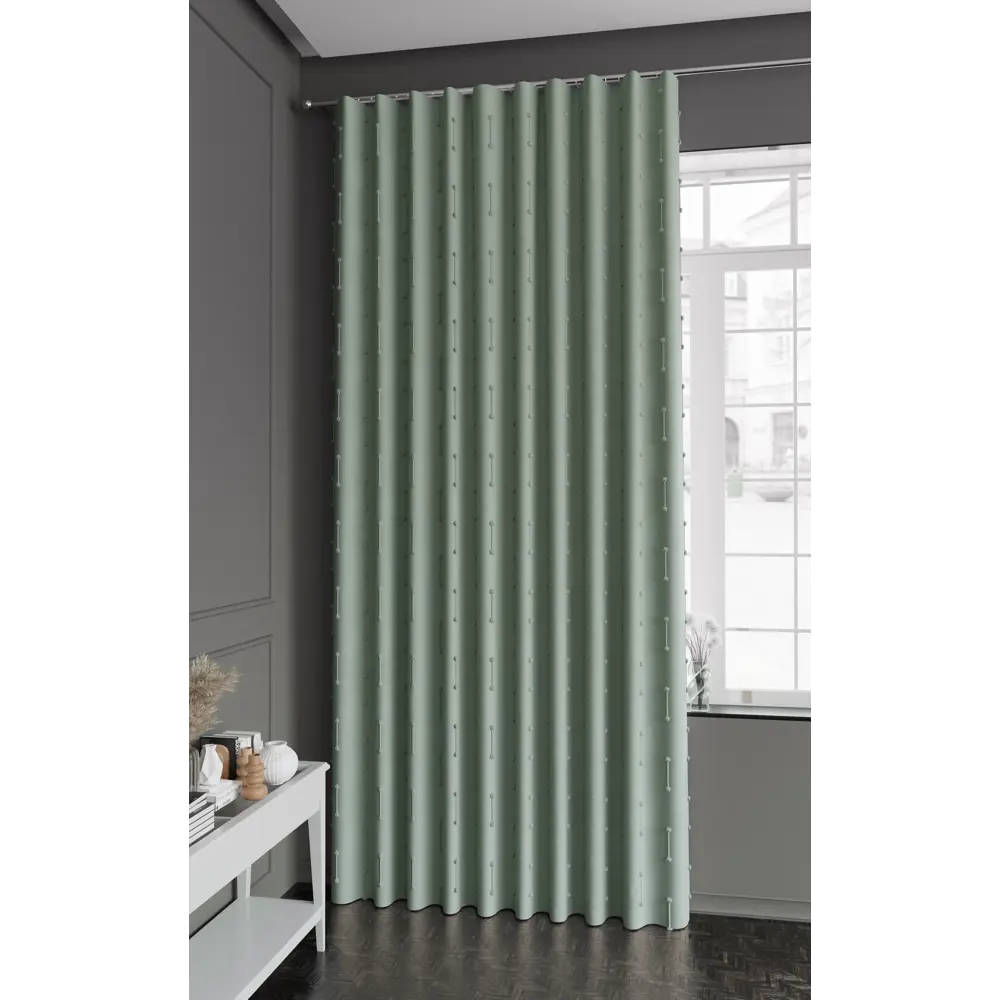 Штора на ленте MIAMOZA Даниэла 200×280 см светло-зеленая рогожка 89405541 STLM-1578918