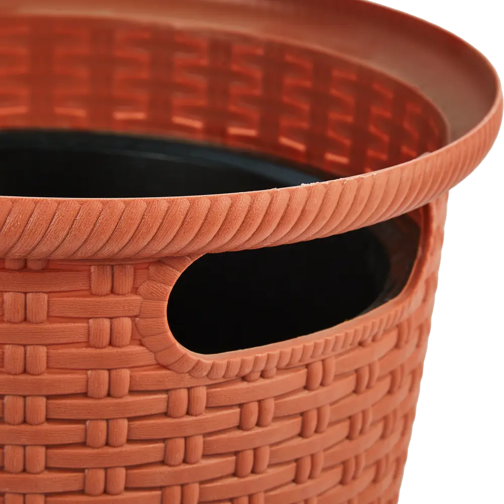Кашпо для цветов Ingreen Rattan ø26.6 h27.5 см v10 л пластик терракотовый 85114201 STLM-2126634  - Вид №4