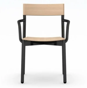 Vela Arredamenti Штабелируемый стул из железа и дерева с подлокотниками