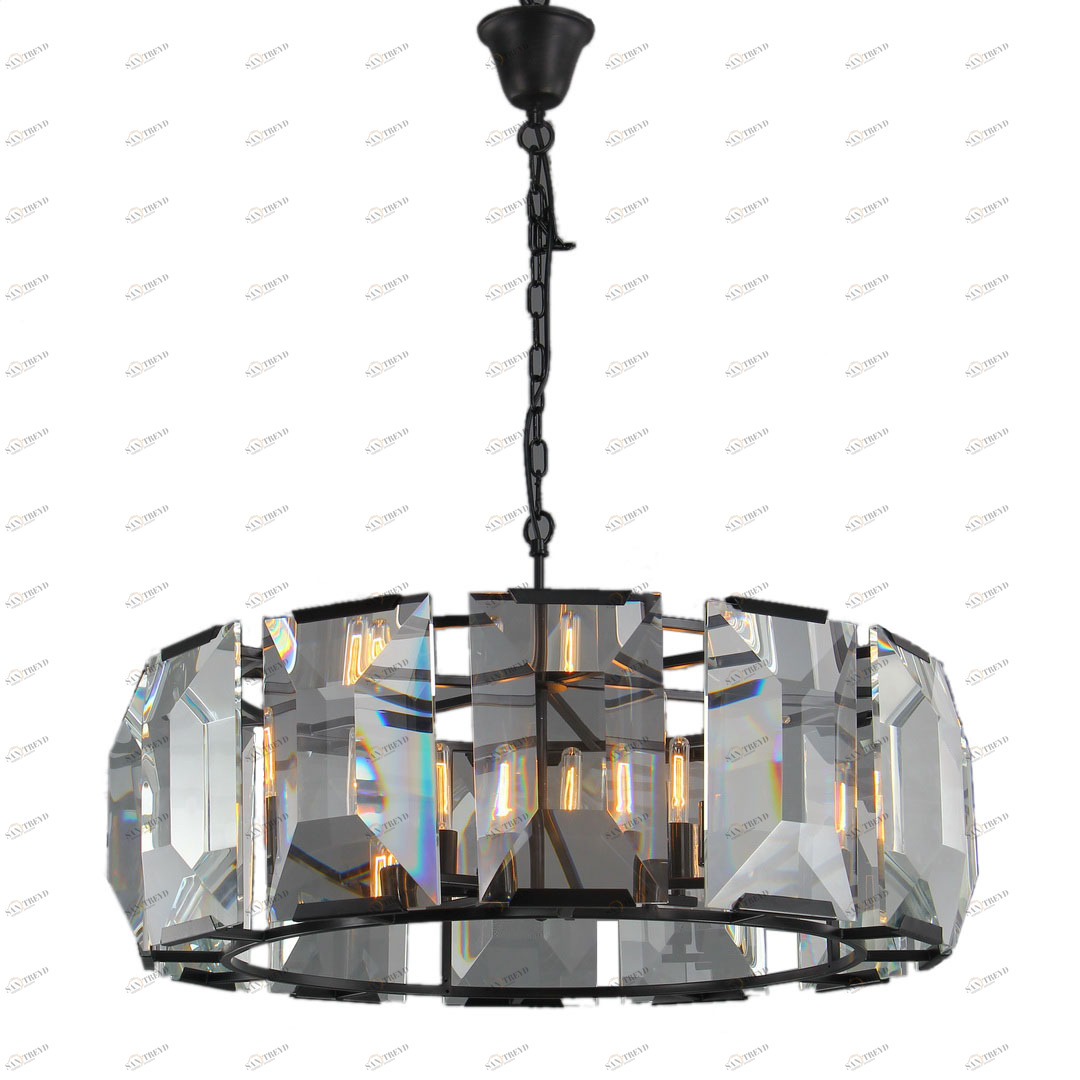 Люстра подвесная хрустальная на 8 ламп прозрачная Frezia Light 116027 FREZIA LIGHT ДИЗАЙНЕРСКИЕ 00-3953610 Прозрачный;черный 