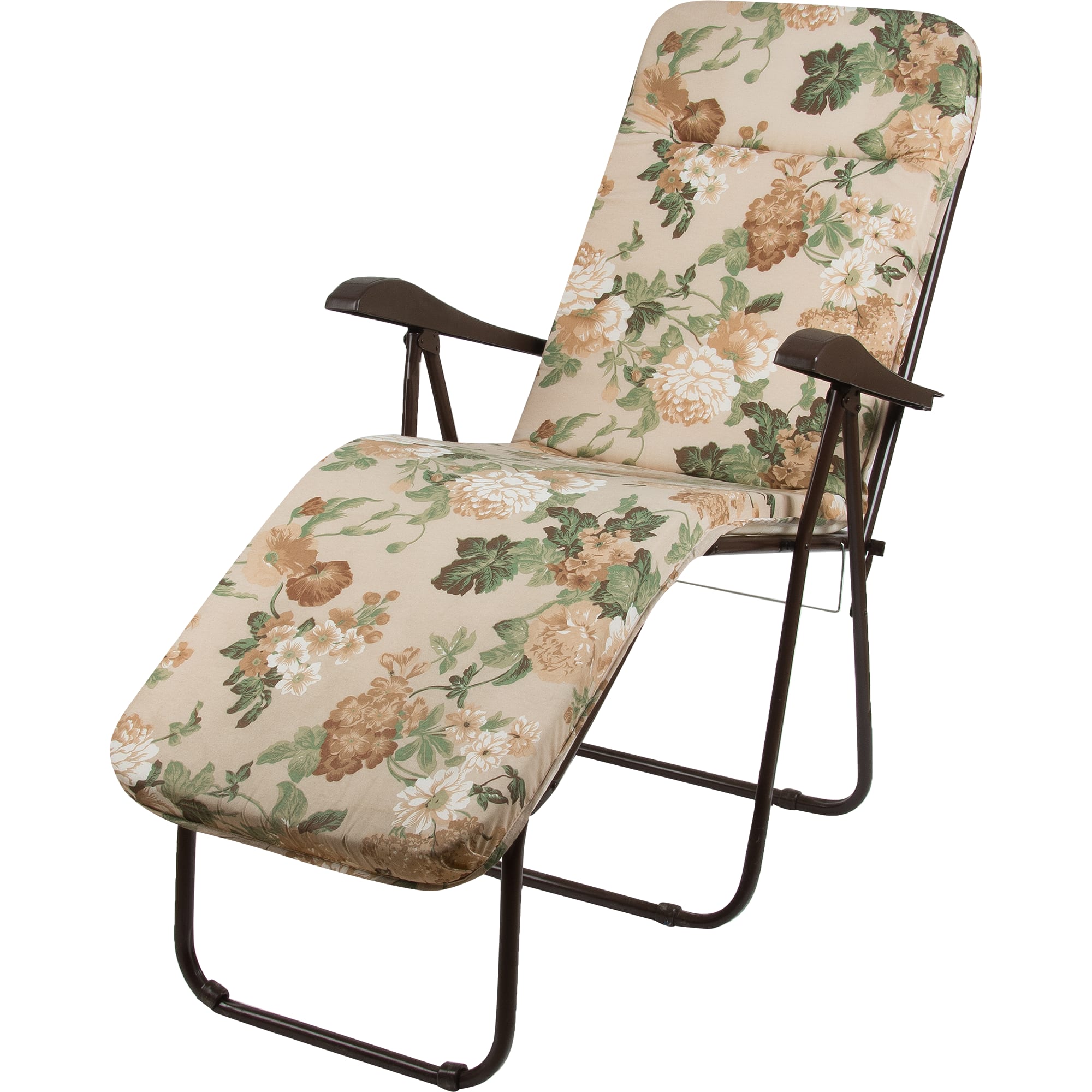 82119395 Кресло-шезлонг Ривьера 108х65х111 см металл коричневый/бежевый с принтом Santreyd 