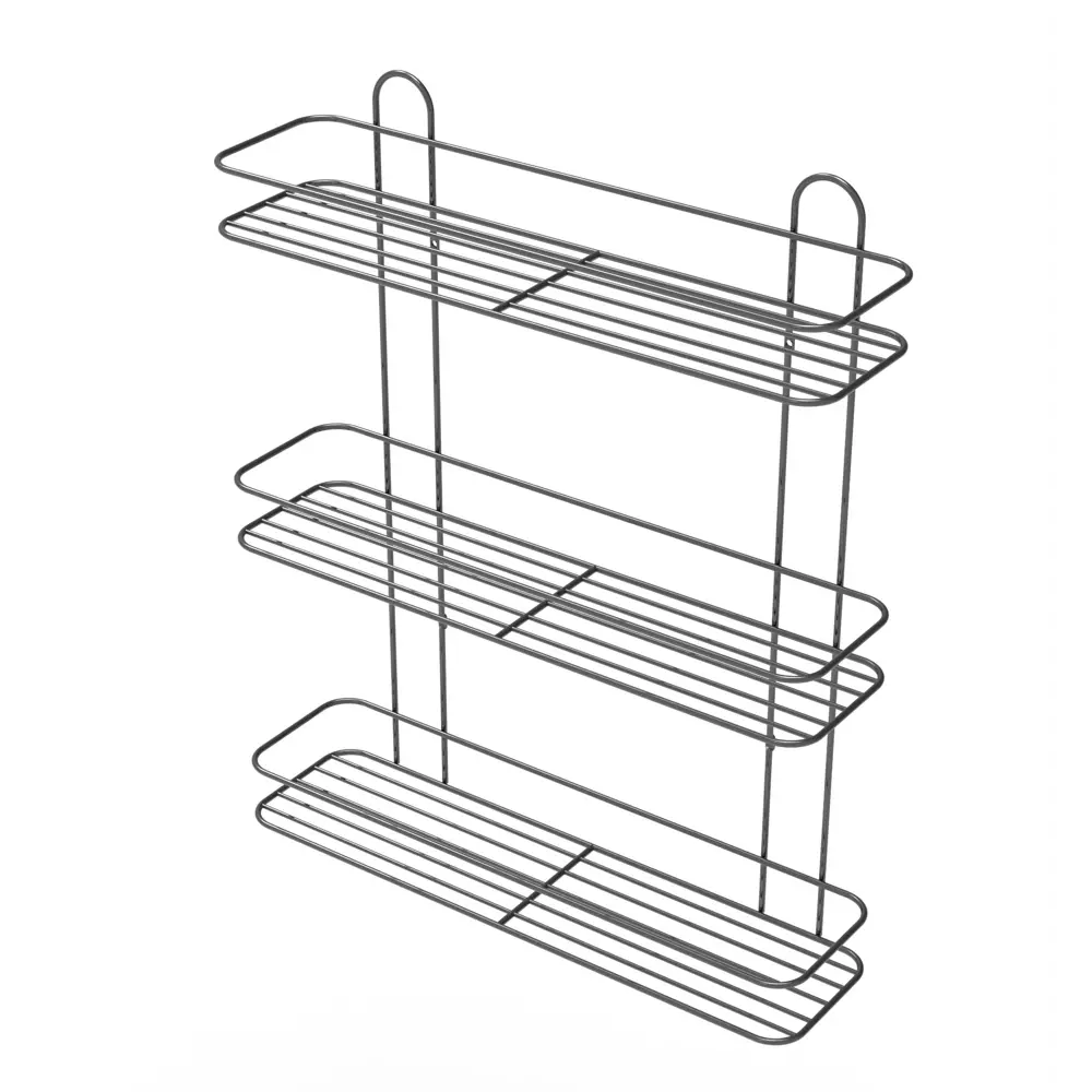 Полка для ванной Lemer Rhine трехъярусная 10x40 см металл цвет графит STLM-2054914 - Вид №1