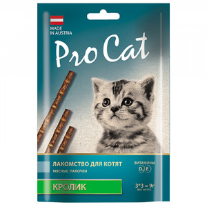 ПР0026303 Лакомство для котят Лакомые палочки с кроликом 13,5см (3штх3г) 9г Pro Cat