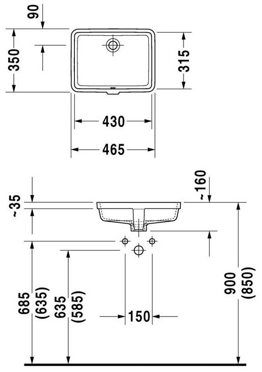 033043 Накладная раковина под столешницу  овальная Duravit Vero - Вид №1