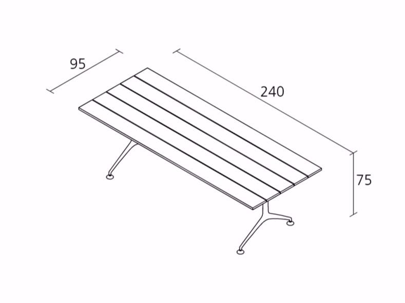 Алюминиевый и деревянный прямоугольный садовый стол Alias Tech Wood ARCH-00124613 - Вид №1