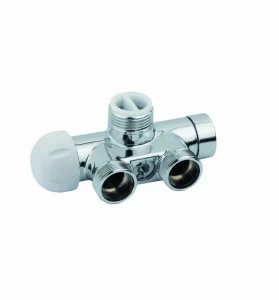 Carlo Poletti V86100MTKM Клапан термостатический угловой одно/двухтрубный с бай-пасс, с подключением медной или пластиковой трубы. Межосевое расстояние 40 мм. Клапан, совместимый с системой ТКМ.