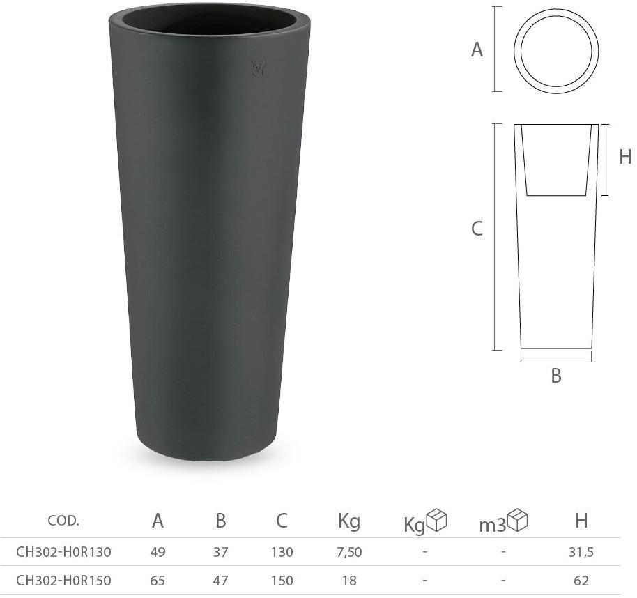 Lyxo Design Высокий круглый горшок для цветов из полиэтилена sun-id-1457219 - Вид №2