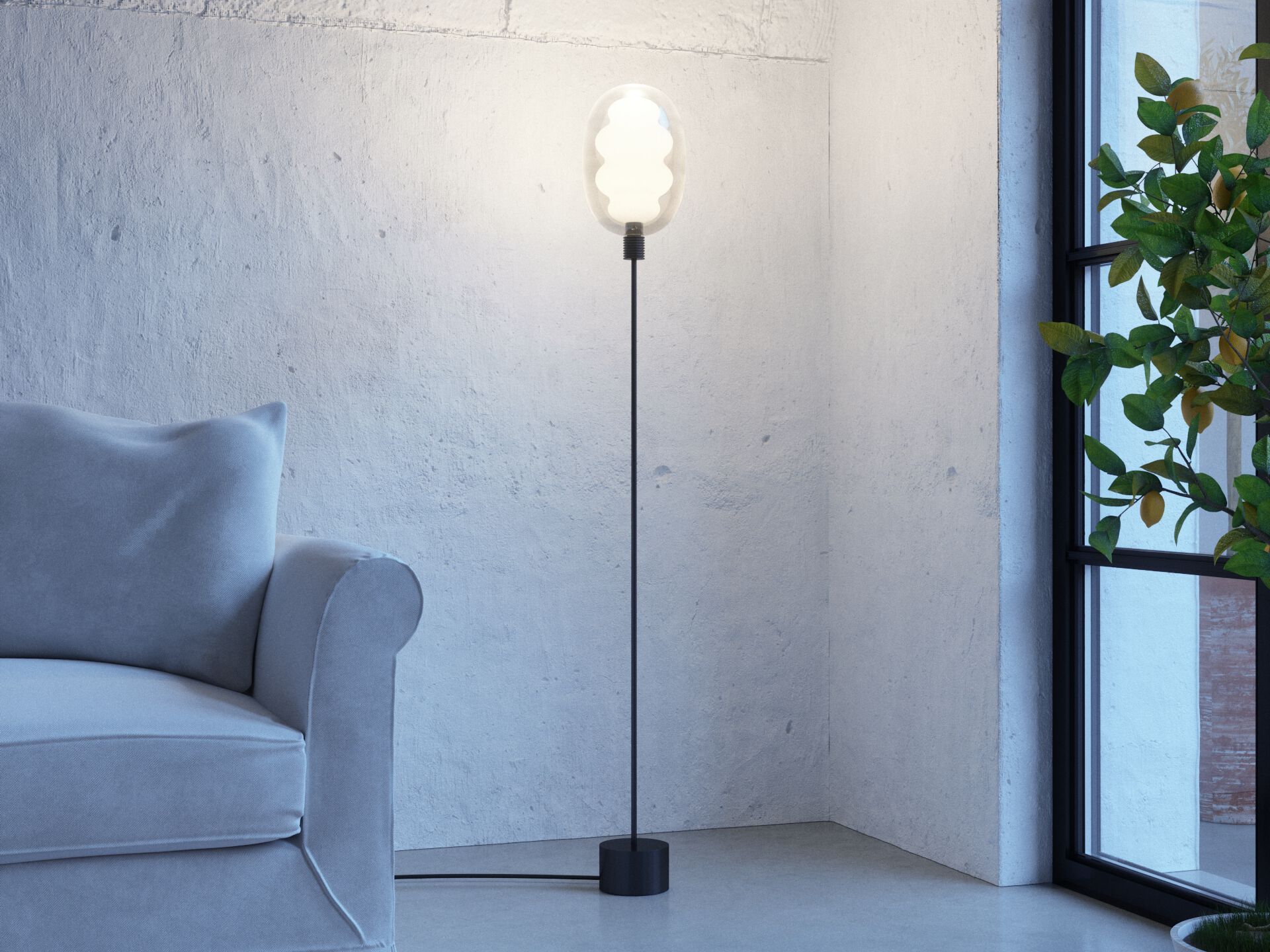 Стеклянный светодиодный торшер с диммером Cangini & Tucci Dalma ARCH-00110968