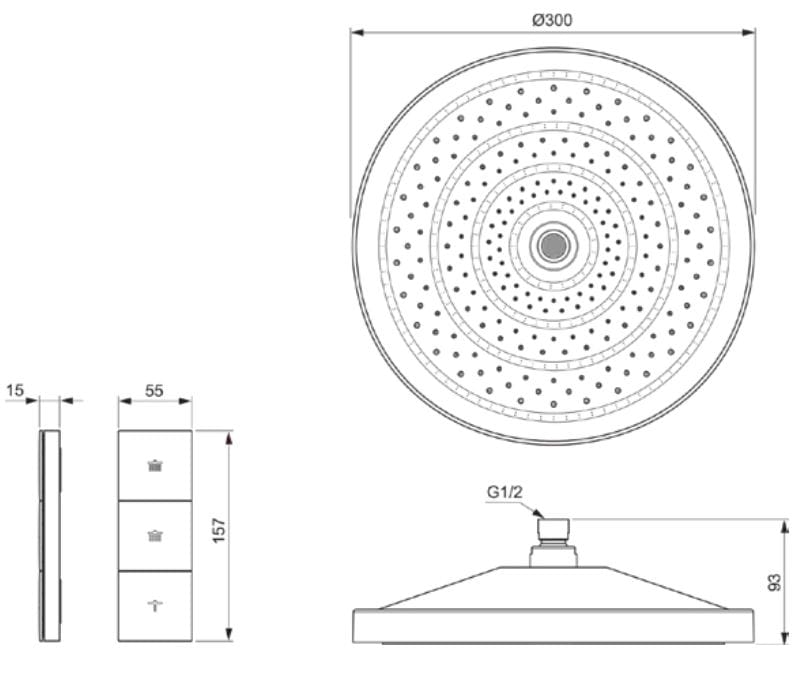 Регулируемая круглая душевая головка ABS с дистанционным управлением Ideal Standard Idealrain Solos ARCH-00152304 - Вид №6