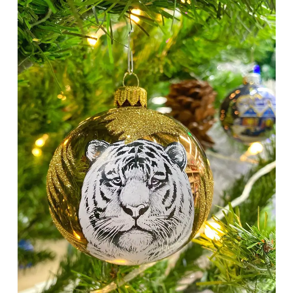 Шар ёлочный Christmas "Величественный тигр" ø8 см стекло КУ-80-214107 82720444 STLM-2042916 Santreyd 