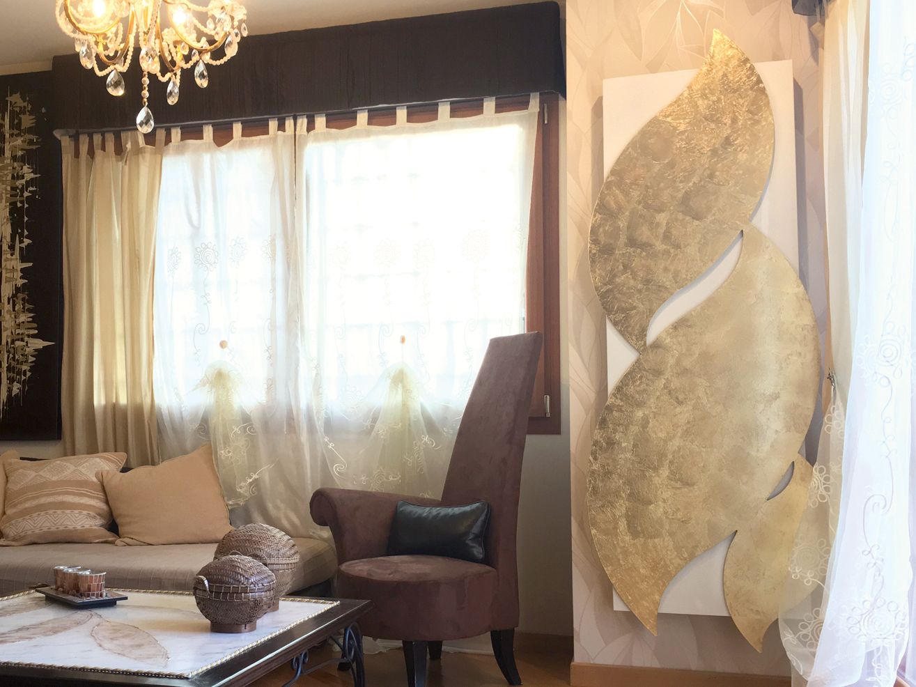 Алюминиевый полотенцесушитель Termo Design двойная пластина-сусальное золото ARCH-00111685 - Вид №1