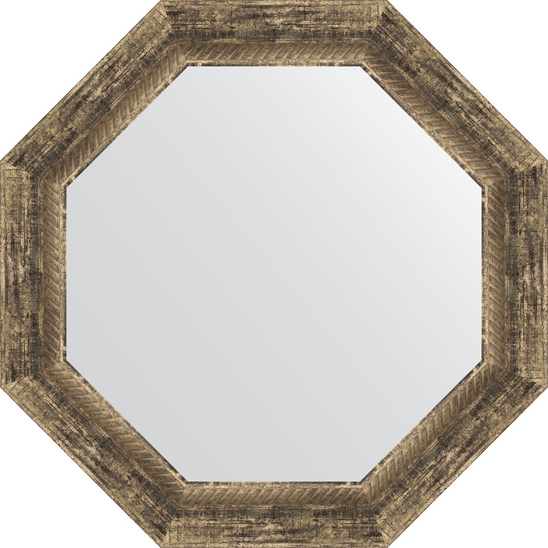 BY 7320 Зеркало в багетной раме - старое дерево с плетением 70 mm EVOFORM Octagon
