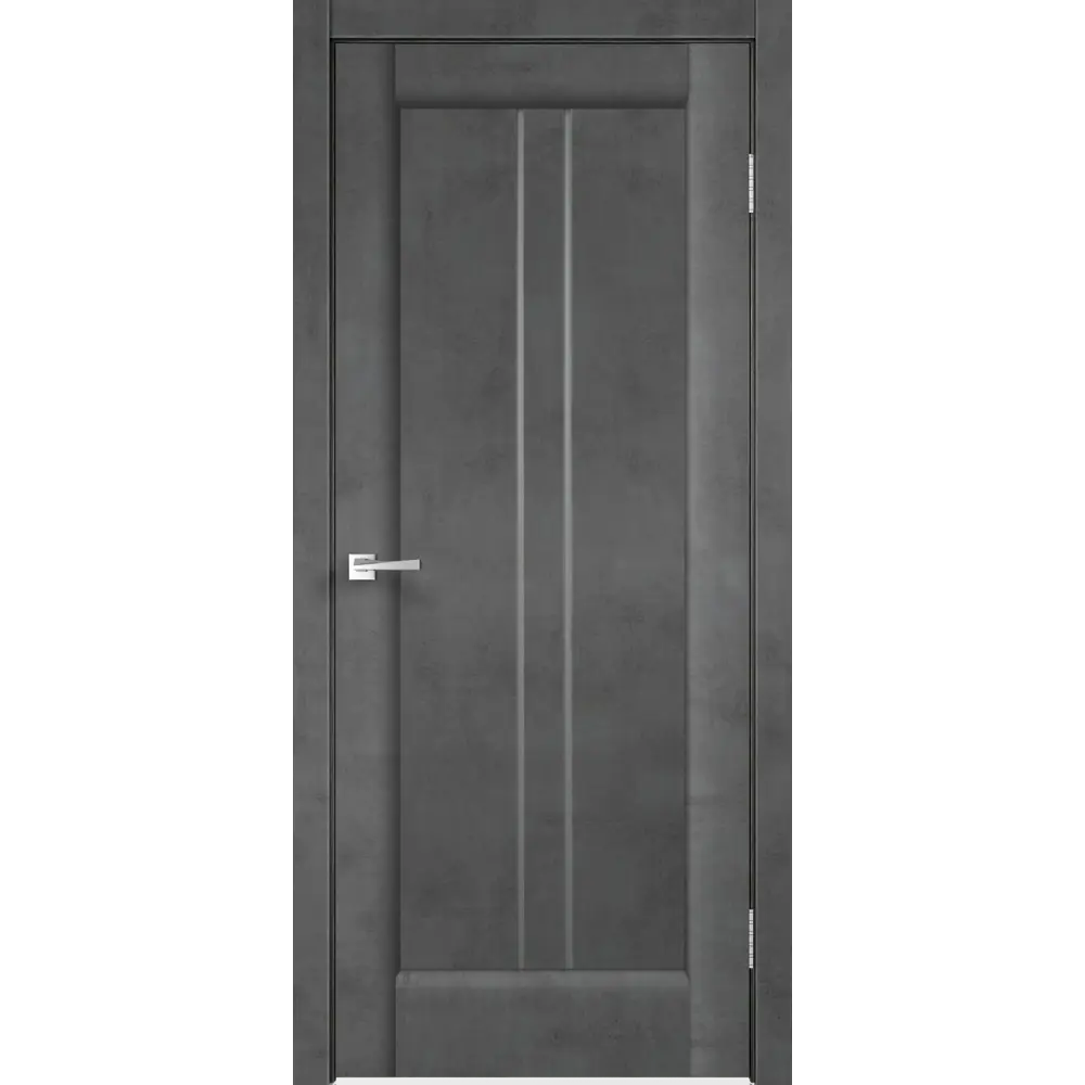 Комплект двери Сиэтл со стеклом 80x200 см ПВХ цвет лофт тёмный с добором 100 мм VELLDORIS STLM-2201285