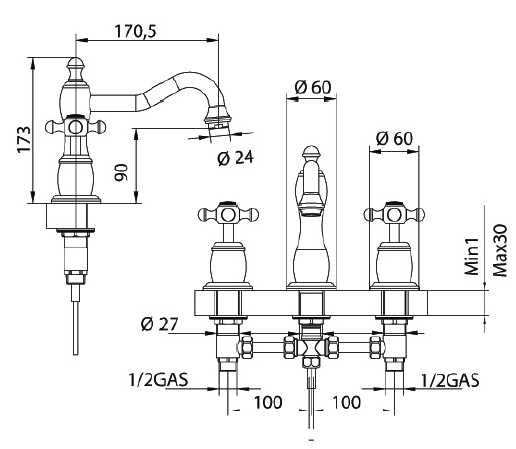 5407200006 Смеситель Bandini Antica Santreyd - Вид №1