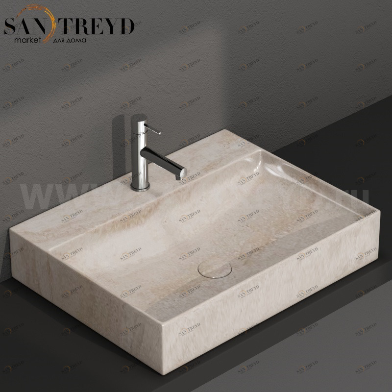 B6R65SB Подвесная раковина настенная прямоугольная Ceramica Globo T-EDGE белая