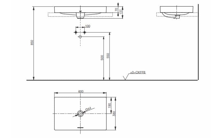Керамическая раковина с полукруглой прямоугольной раковиной TOTO TR L4716RE ARCH-00095288 - Вид №5