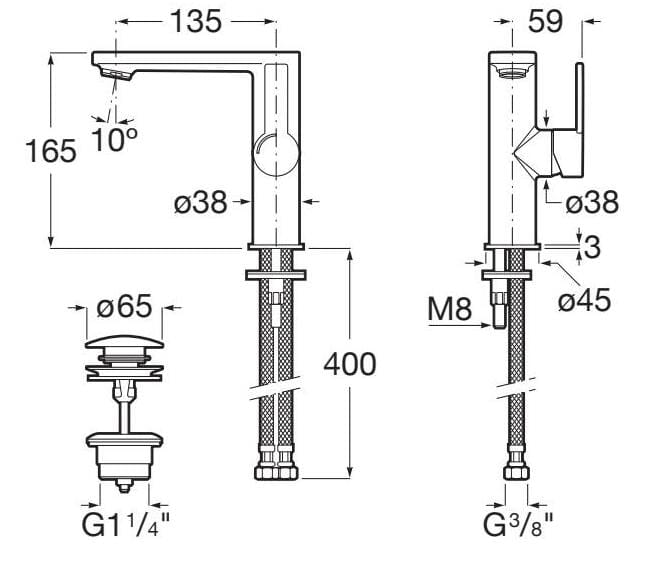 Однорычажный латунный смеситель для раковины без слива Roca номерной знак ARCH-00115283 - Вид №6
