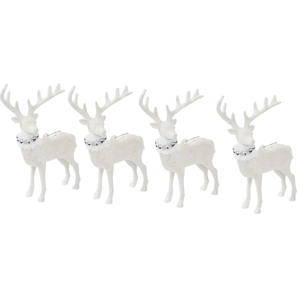 87036494 Елочная игрушка Олень 14x15.5 цвет белый 4 шт. STLM-1462759 Santreyd 