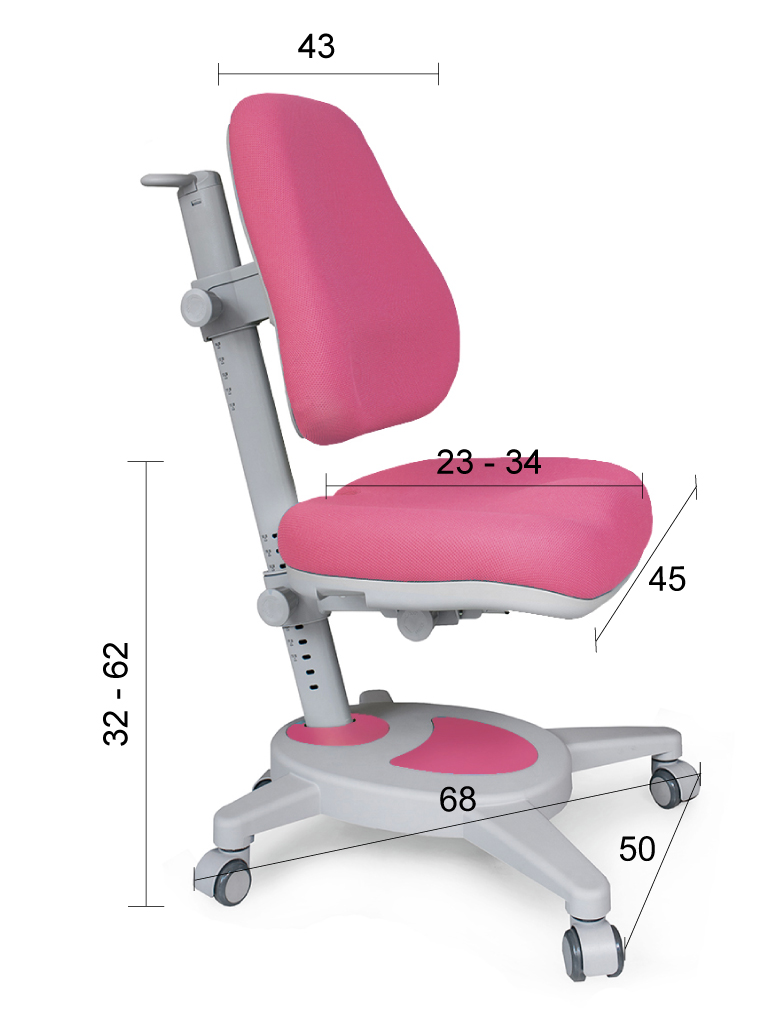 Кресло детское на колесиках розовое Onyx Y-110 MEALUX  00-3947300 Розовый Santreyd  - Вид №1