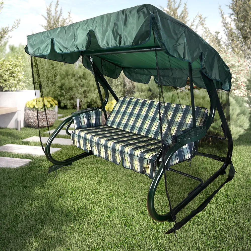 Качели садовые Greengard София 3-х местные до 350 кг зеленый STLM-2136191 - Вид №3