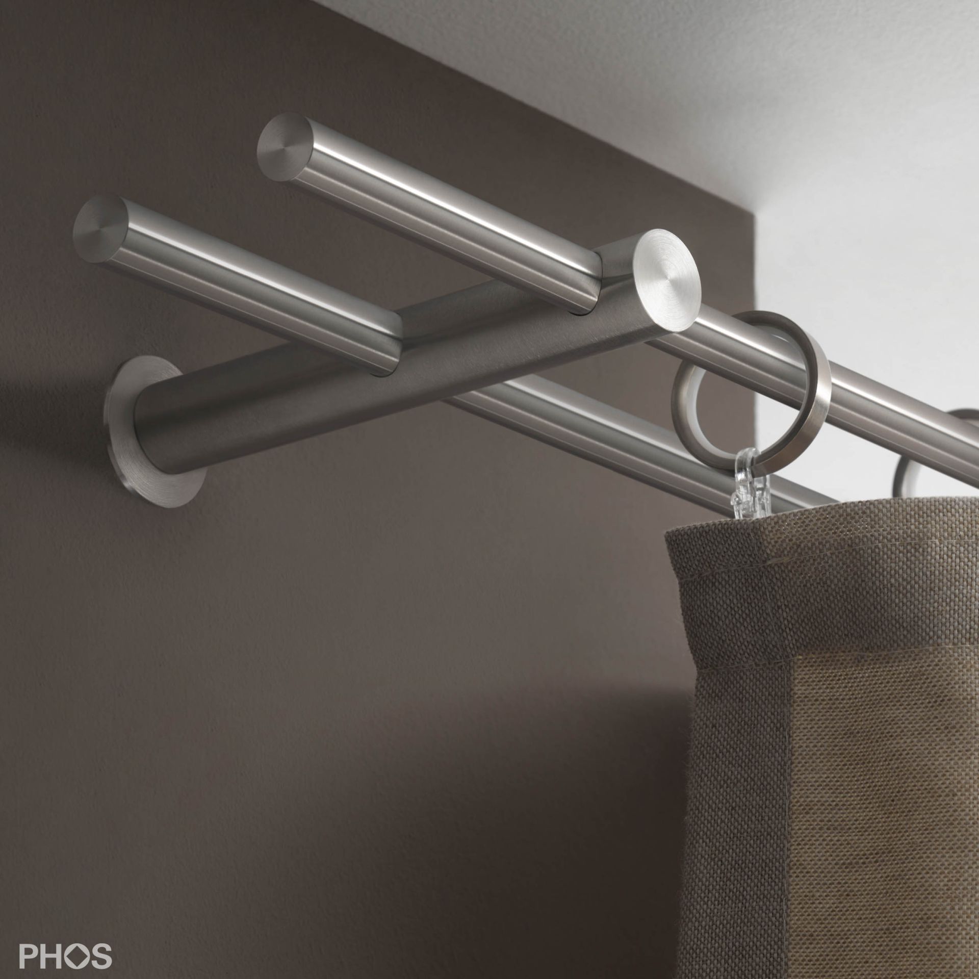 VS20-140D1800 Гардинный карниз комплект: 180 см двуствольный с 2 ​​кронштейнами PHOS 