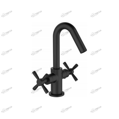 Orange Mia M34-011B двухзахватный смеситель для раковины c поворотным изливом , цвет: черный матовый Черный матовый sun-id-1516782