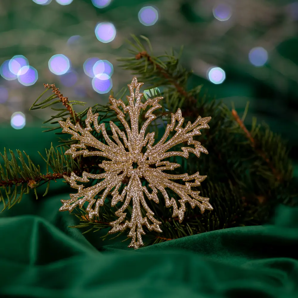 88458676 Новогоднее украшение Снежинка Морозко 12x12 см цвет золото STLM-0964178