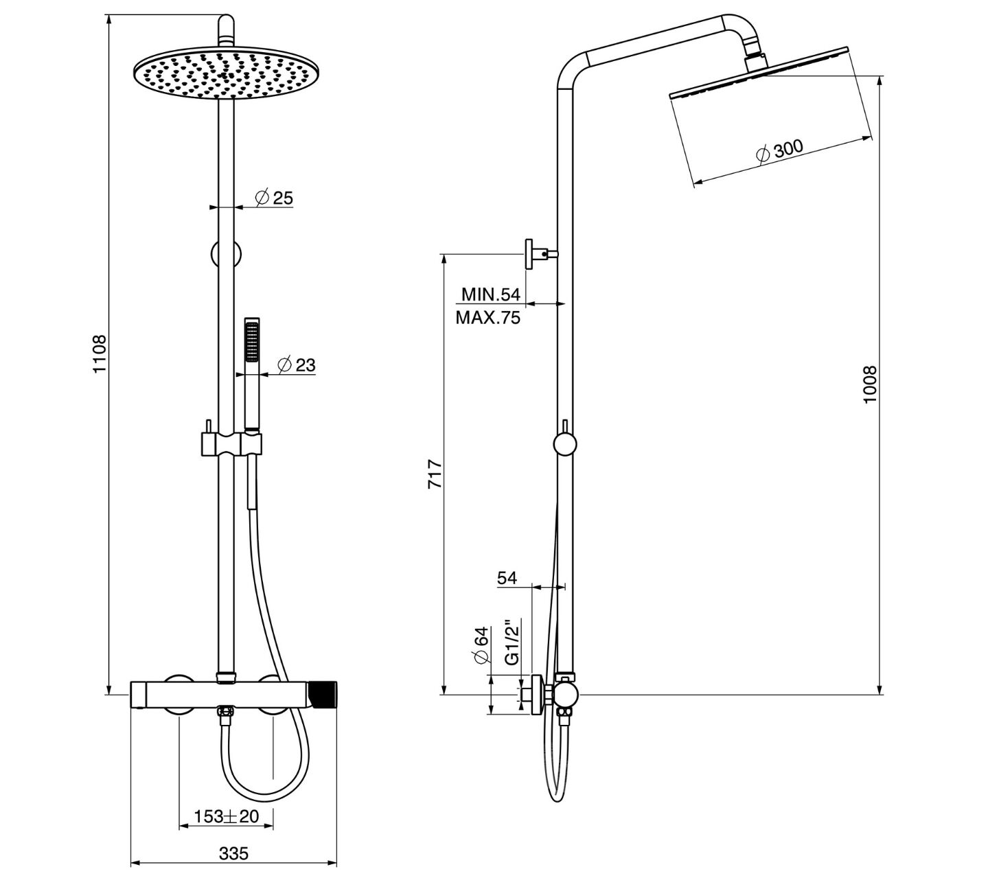 Настенная душевая колонна с ручным душем GATTONI MD ARCH-00027223 - Вид №2