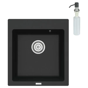 91377529 Врезная мойка Point PN3006 51x46.5x20 см гранит цвет черный матовый/черный STLM-1418271