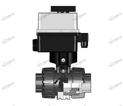 SANIT 420550 2/2-ходовой шаровой кран VKR DualBlock®, PVC-U, R 3/8 "- R 2", резьбовые гнезда 