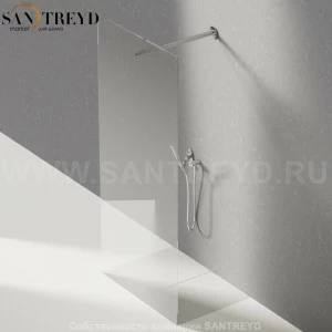 Душевое ограждение FLAT D подрезаемое, стеклянная экстрапрозрачная перегородка с держателем. Размеры: глубина от 70 до 100, длина от 100 до 140 см