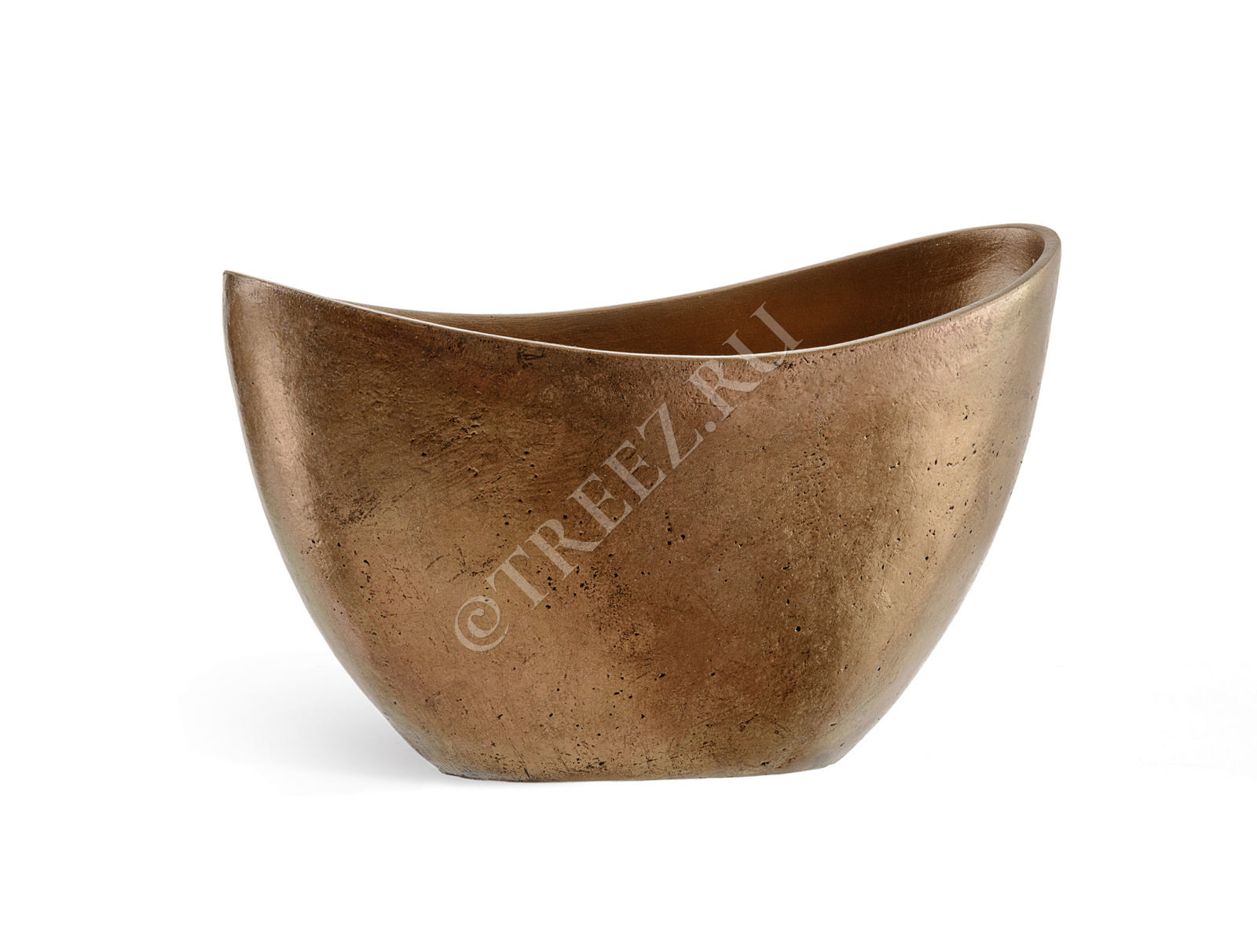 41.3321-04-054-BRS-20/37 Кашпо  Effectory - серия Metal - Ваза-Лодка малая - Тёмное-матовое золото Цветочная коллекция 