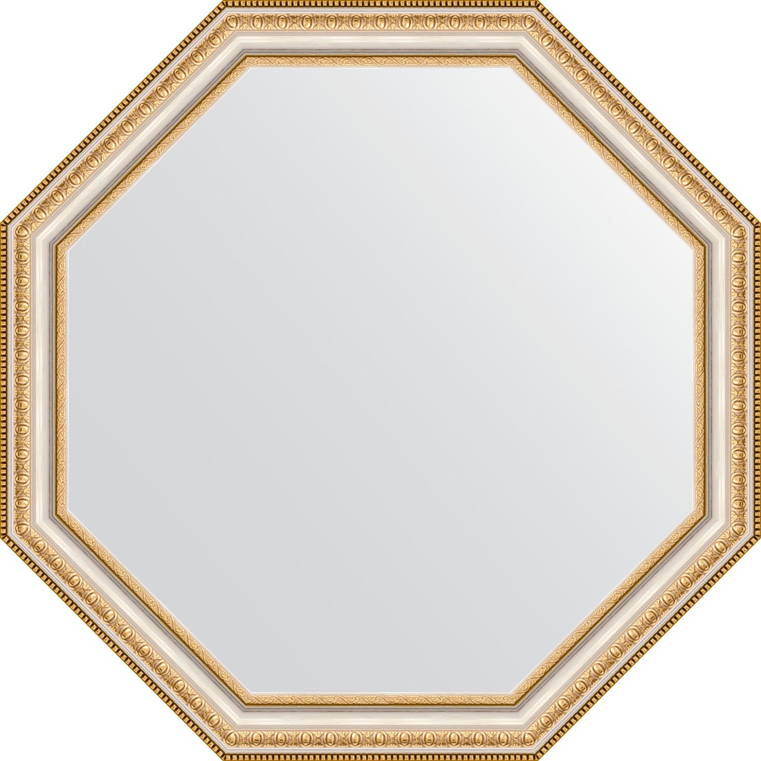 BY 3980 Зеркало в багетной раме - золотые бусы на серебре 60 mm EVOFORM Octagon
