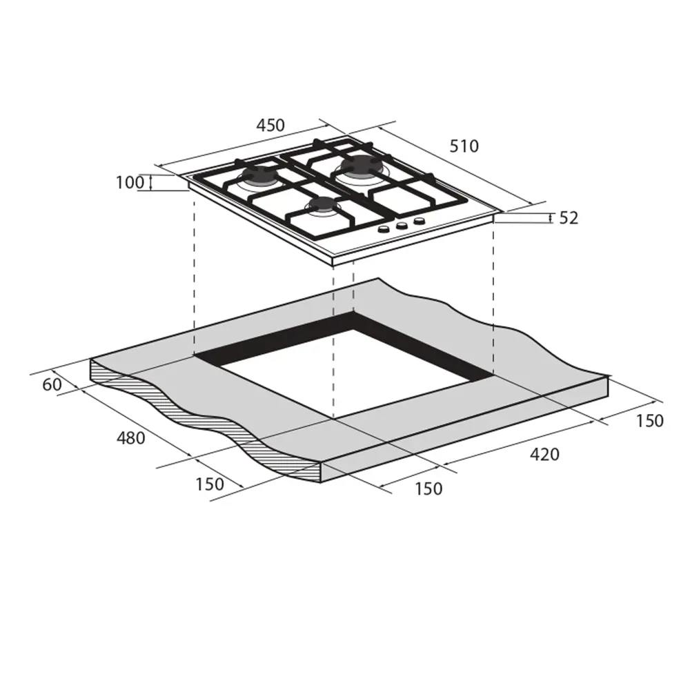 Газовая варочная панель Zugel ZGH453B 45 см 3 конфорки цвет черный STLM-2210401 - Вид №6