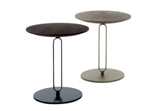 Круглый стальной и деревянный журнальный столик с журнальной стойкой