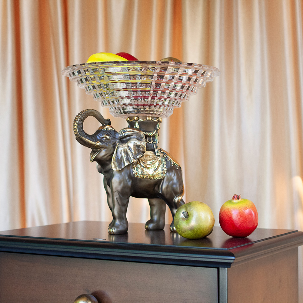 52077 Фруктовница-конфетница Слон Айрават Бронза BOGACHO 4627163961632 - Вид №2