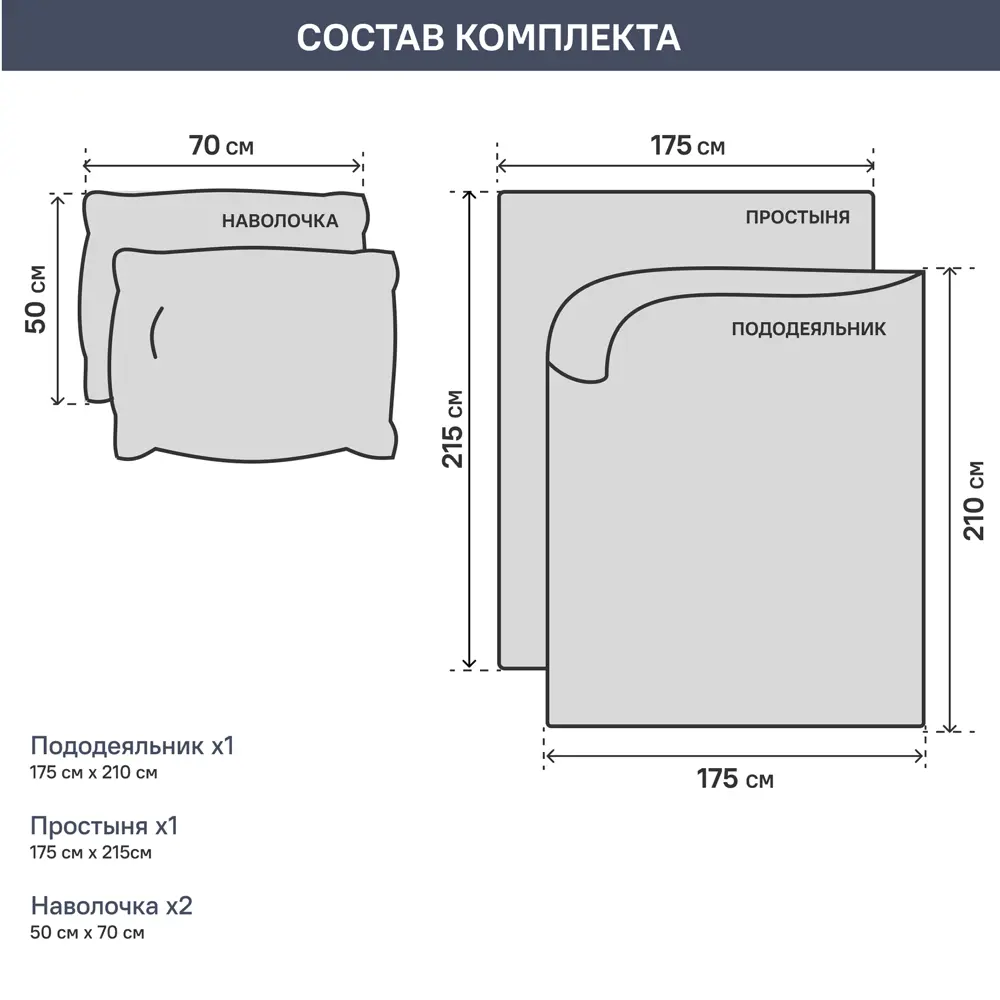 Комплект постельного белья двуспальный полисатин графитовый 87737908 STLM-2050687 Santreyd  - Вид №5