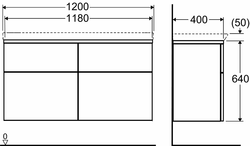 9610321101 IDO Glow напольная тумба под умывальник с двумя ящиками, 1180 мм, белый - Вид №5