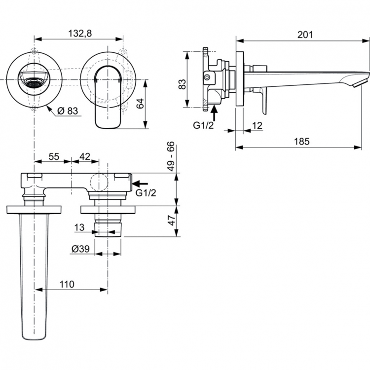 A7029A2 Настенный смеситель для раковины Ideal Standard CONNECT AIR - Вид №2