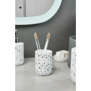 Стакан для зубныx щеток Splash керамика белый/чёрный