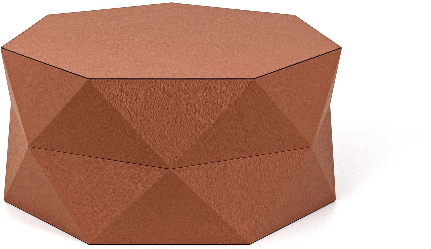 Журнальный столик Euclide - Ø 70X H32 см / регенерированная зернистая кожа_темно-серый