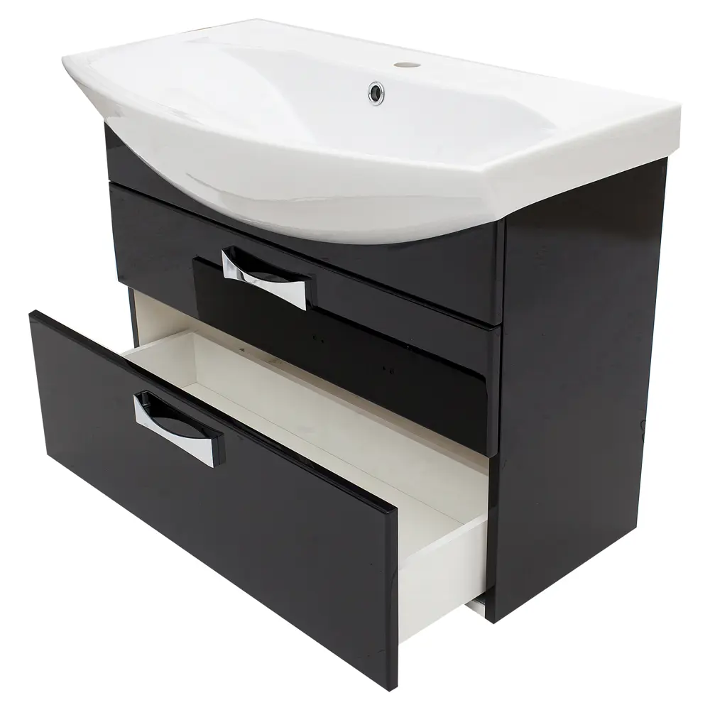 Тумба под раковину подвесная Aquaton Адель 80 см цвет чёрный STLM-2058746 - Вид №1