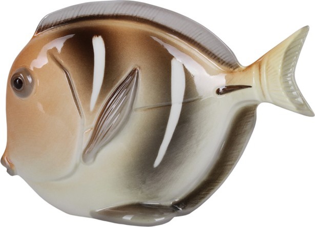 1050886 Императорский фарфоровый завод Скульптура "Рыба-диск ср.разм." (желт) Фарфор твердый 