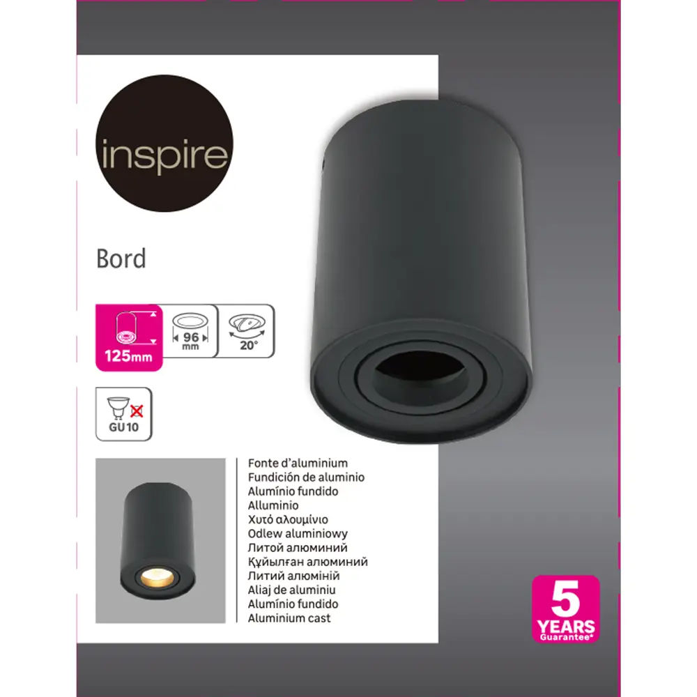 Спот Inspire Bord 1 лампа 10 м² цвет чёрный 82864075 STLM-2188959  - Вид №2