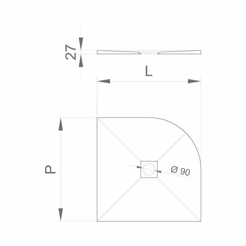 Нескользящий полукруглый поддон для душа из композитного материала Ercos Stone ARCH-00102683 - Вид №8