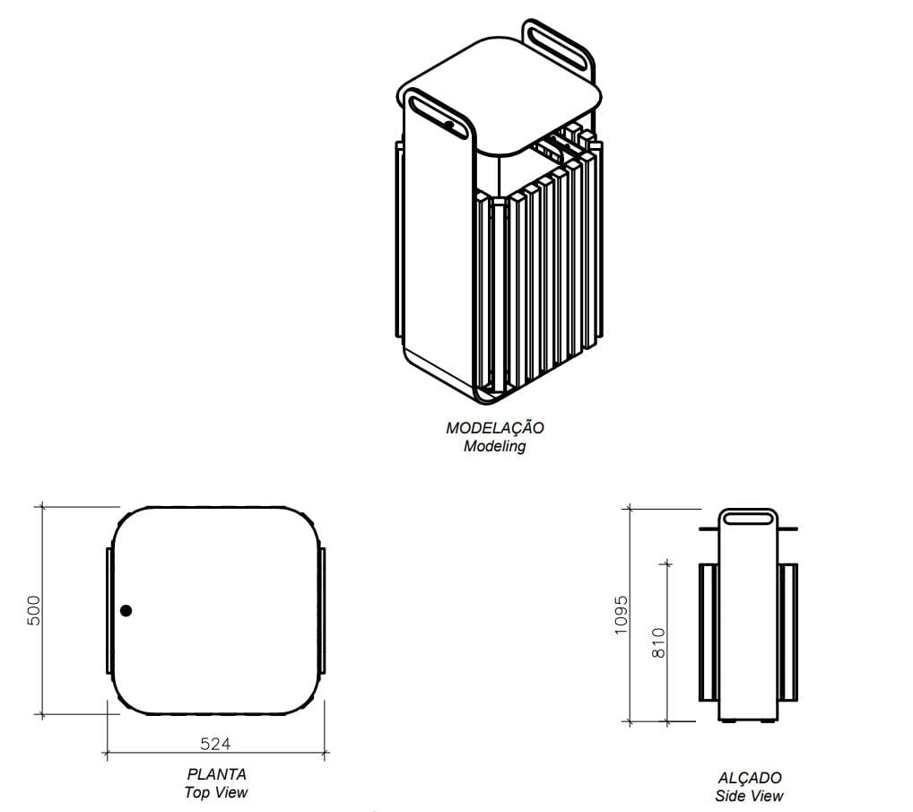Стальные и деревянные стойки для мусора с крышкой amop Grip ARCH-00128822 - Вид №1